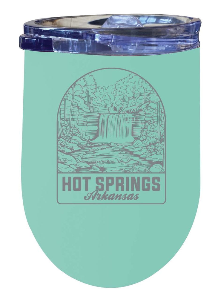 Hot Springs Arkansas Souvenir 12 oz Engraved Insulated Wine Stainless Steel Tumbler Rainbow Glitter Gray Image 1