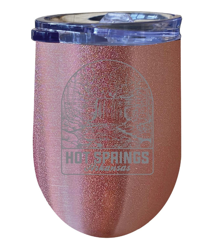 Hot Springs Arkansas Souvenir 12 oz Engraved Insulated Wine Stainless Steel Tumbler Rainbow Glitter Gray Image 4