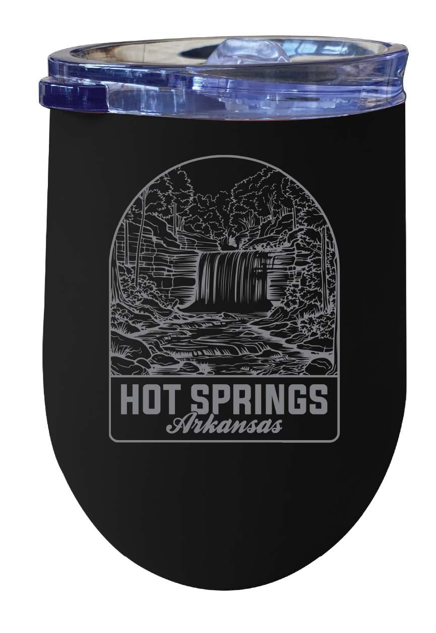 Hot Springs Arkansas Souvenir 12 oz Engraved Insulated Wine Stainless Steel Tumbler Rainbow Glitter Gray Image 1