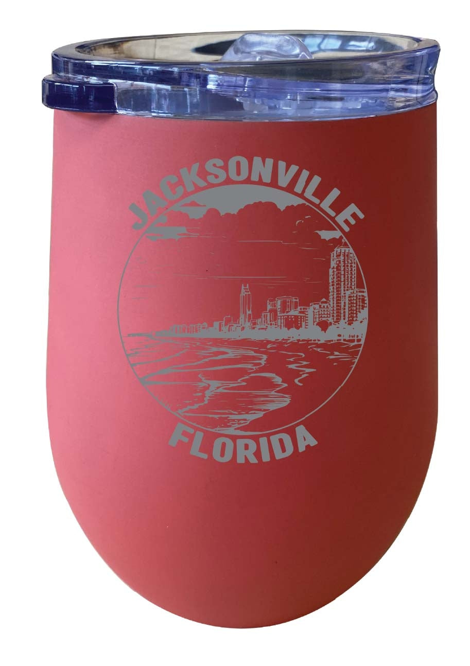 Jacksonville Florida Souvenir 12 oz Engraved Insulated Wine Stainless Steel Tumbler Image 2