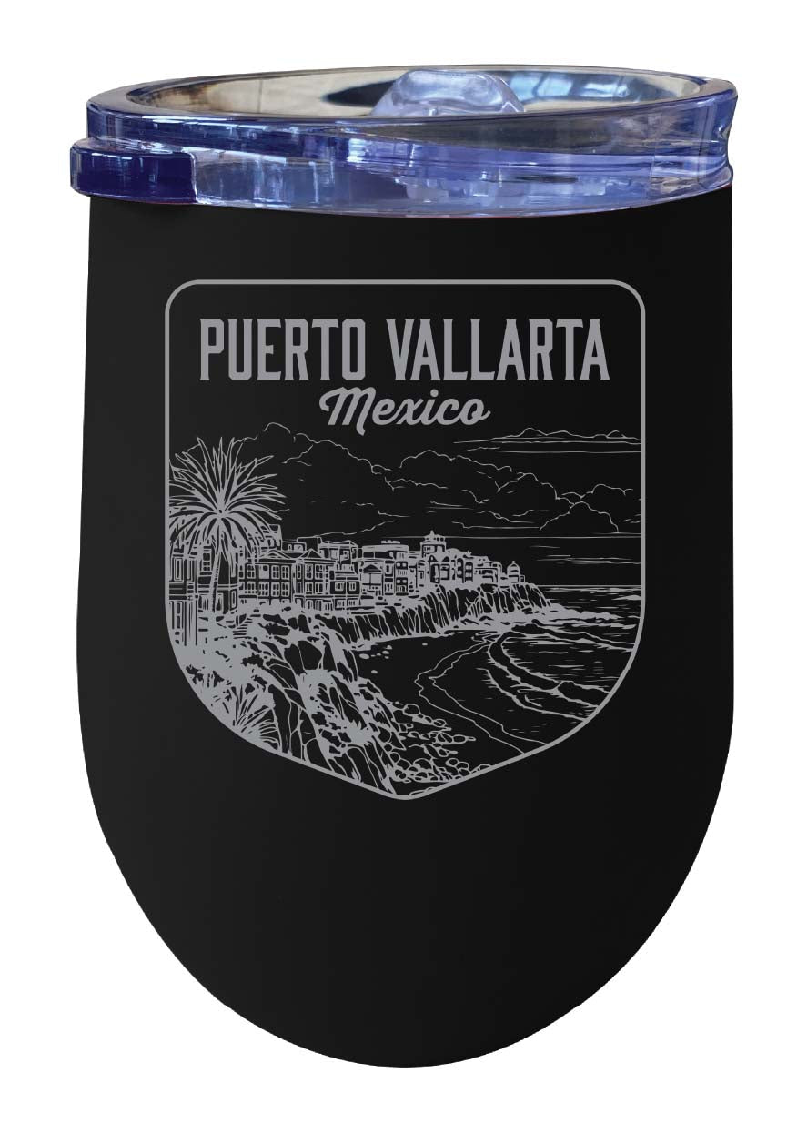 Puerto Vallarta Mexico Souvenir 12 oz Engraved Insulated Wine Stainless Steel Tumbler Image 1