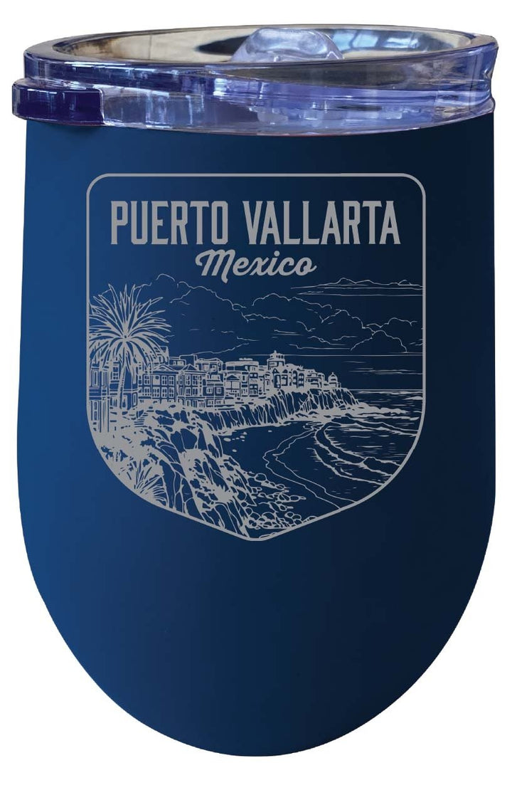 Puerto Vallarta Mexico Souvenir 12 oz Engraved Insulated Wine Stainless Steel Tumbler Image 2