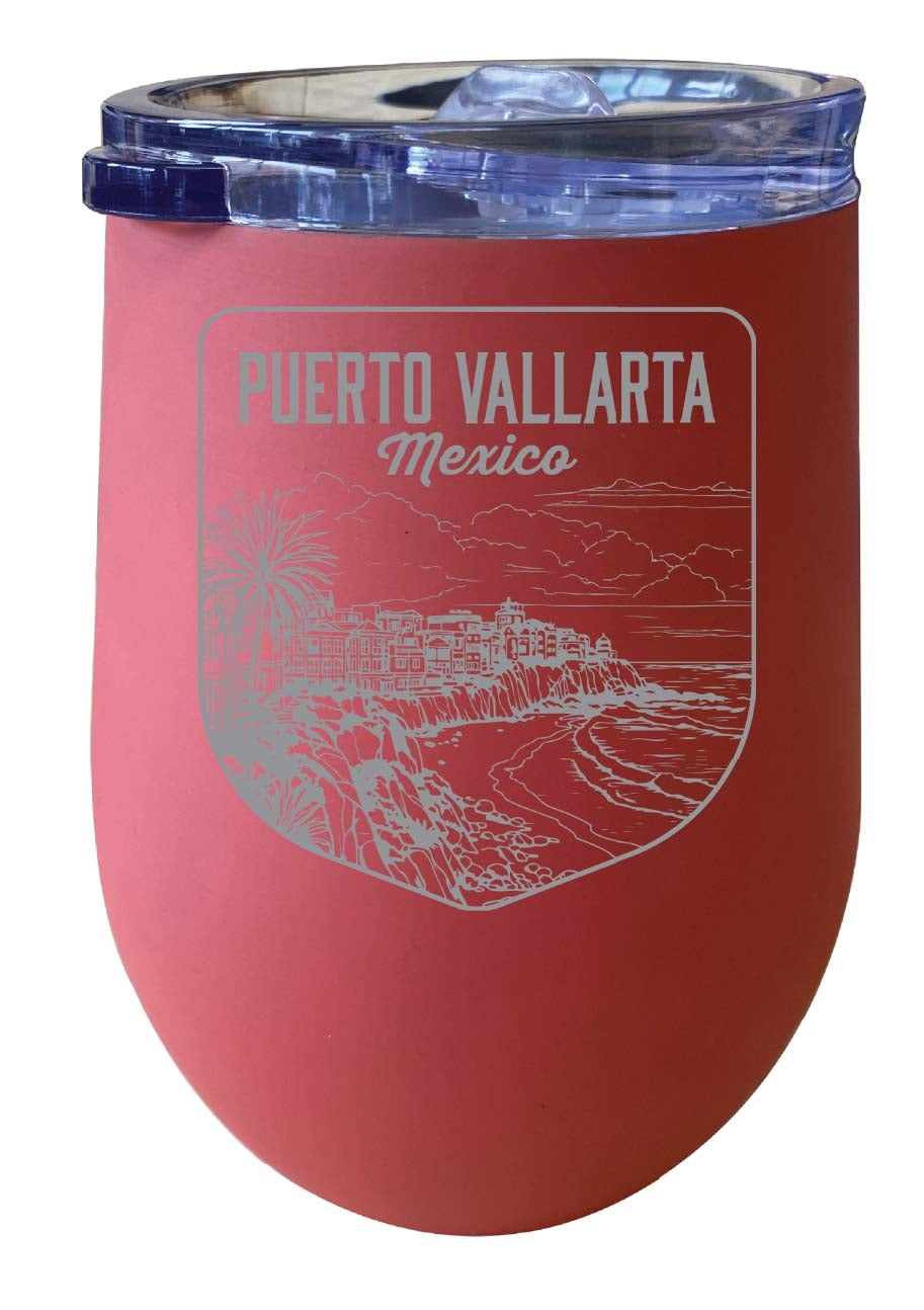 Puerto Vallarta Mexico Souvenir 12 oz Engraved Insulated Wine Stainless Steel Tumbler Image 3