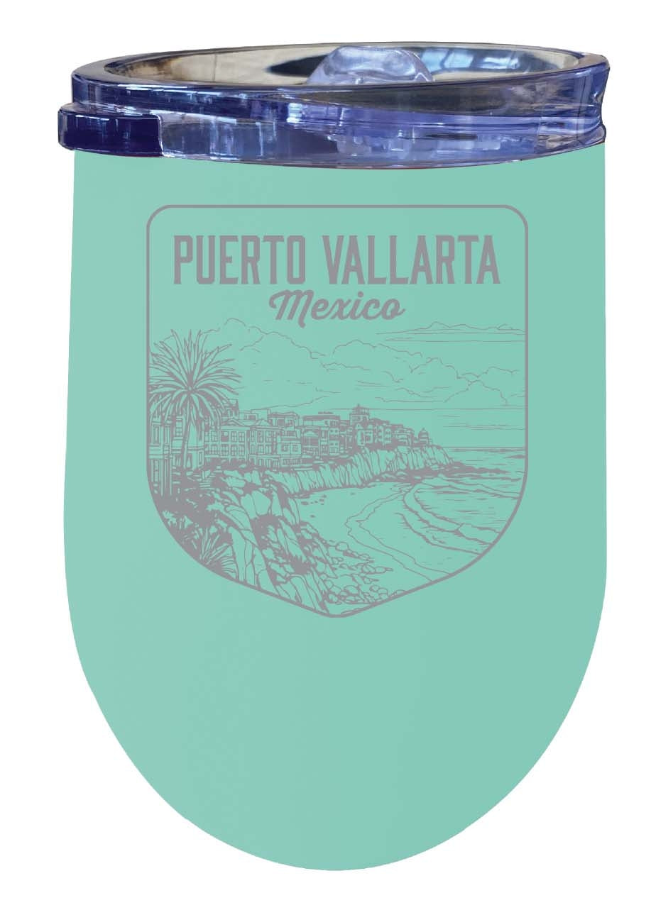 Puerto Vallarta Mexico Souvenir 12 oz Engraved Insulated Wine Stainless Steel Tumbler Image 4