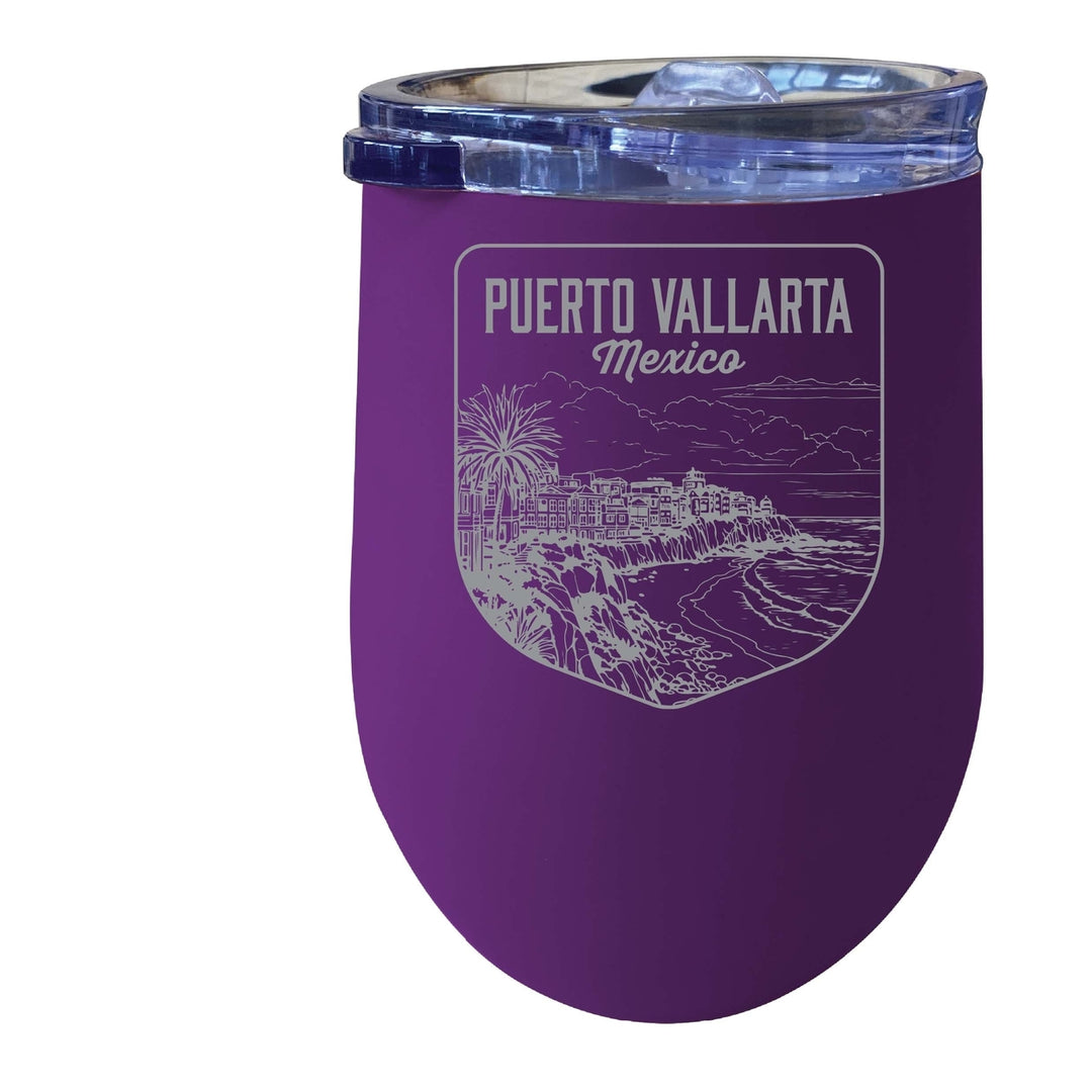 Puerto Vallarta Mexico Souvenir 12 oz Engraved Insulated Wine Stainless Steel Tumbler Image 8