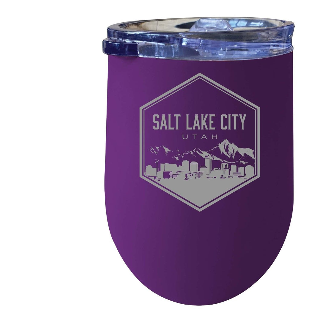 Salt Lake City Utah Souvenir 12 oz Engraved Insulated Wine Stainless Steel Tumbler Image 1