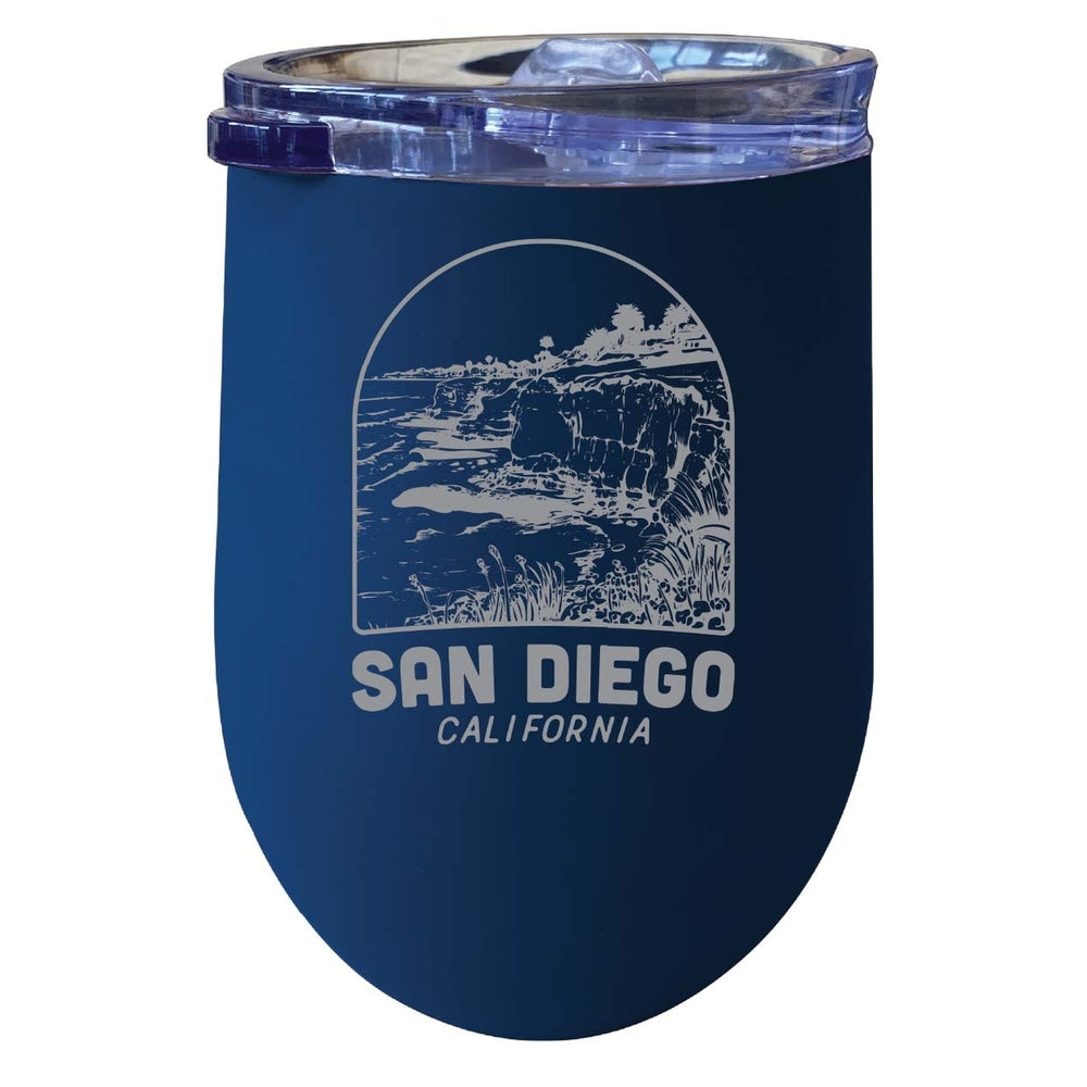 San Diego California Souvenir 12 oz Engraved Insulated Wine Stainless Steel Tumbler Rainbow Glitter Gray Image 2