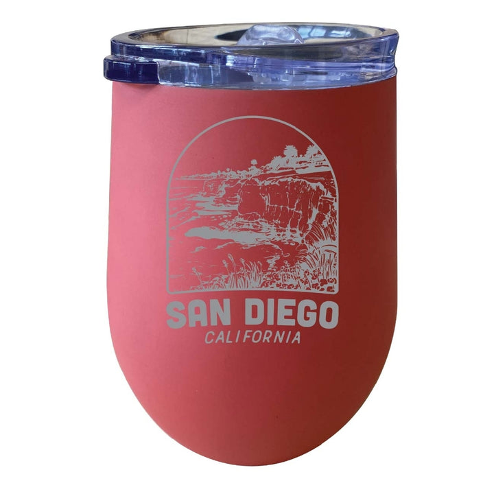 San Diego California Souvenir 12 oz Engraved Insulated Wine Stainless Steel Tumbler Rainbow Glitter Gray Image 4