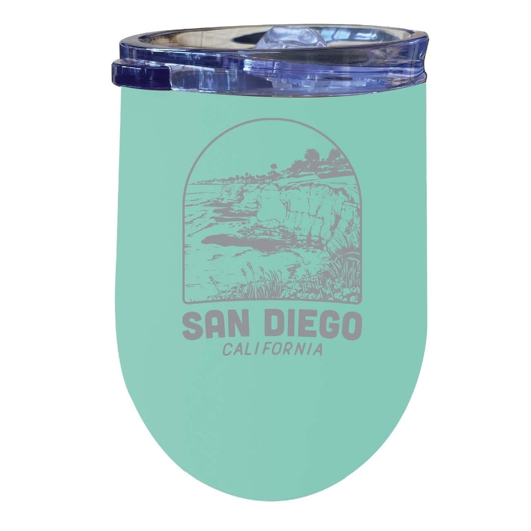 San Diego California Souvenir 12 oz Engraved Insulated Wine Stainless Steel Tumbler Rainbow Glitter Gray Image 6