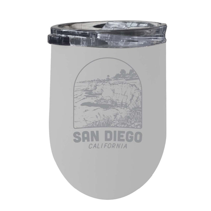 San Diego California Souvenir 12 oz Engraved Insulated Wine Stainless Steel Tumbler Rainbow Glitter Gray Image 7