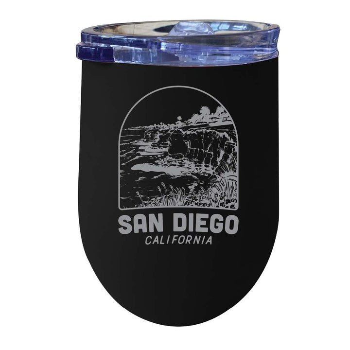 San Diego California Souvenir 12 oz Engraved Insulated Wine Stainless Steel Tumbler Rainbow Glitter Gray Image 8