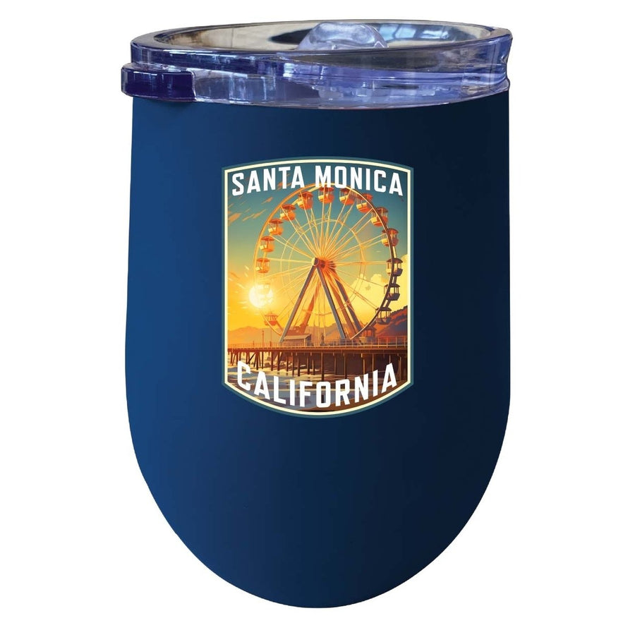 Santa Monica California Design C Souvenir 12 oz Insulated Wine Stainless Steel Tumbler Image 1