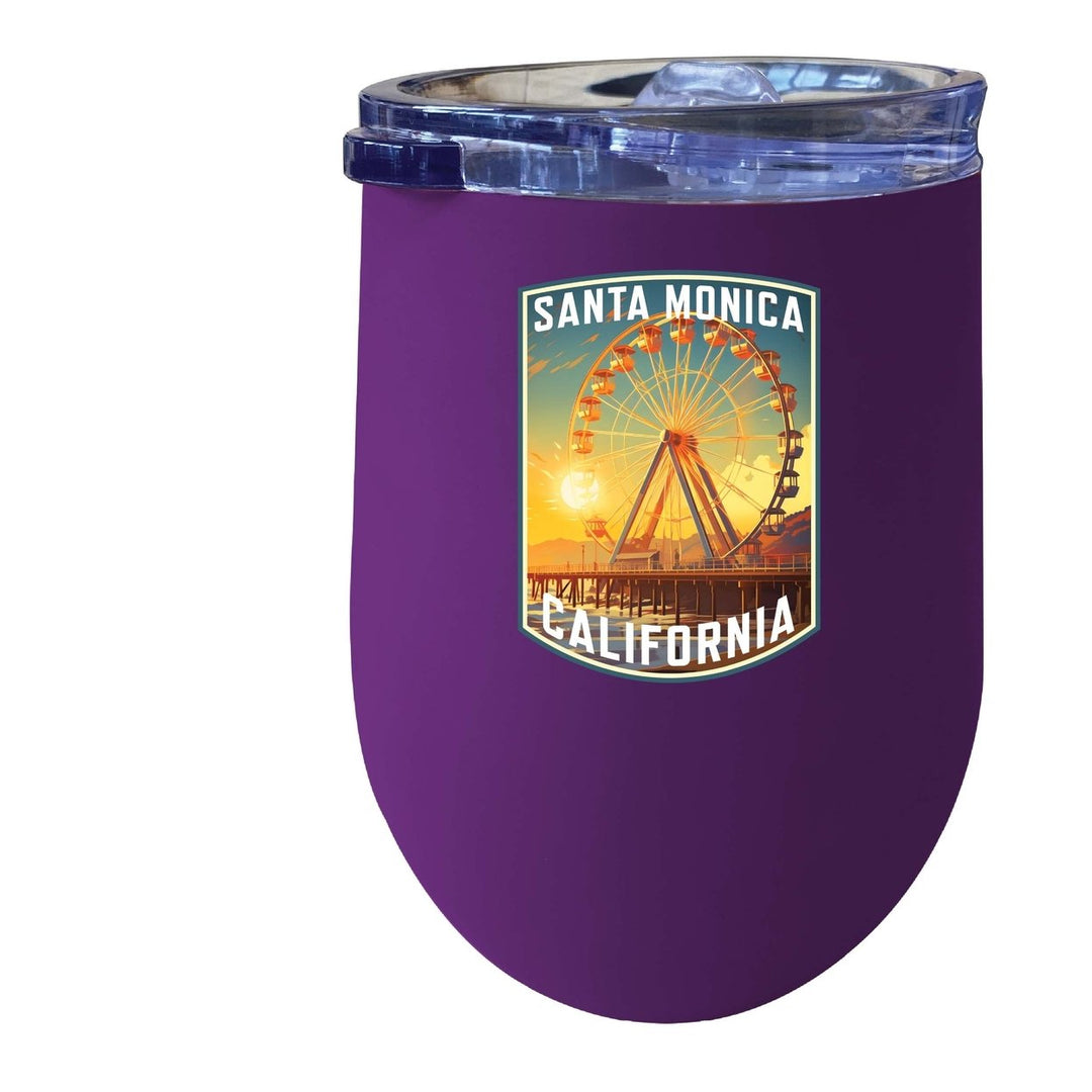 Santa Monica California Design C Souvenir 12 oz Insulated Wine Stainless Steel Tumbler Image 3