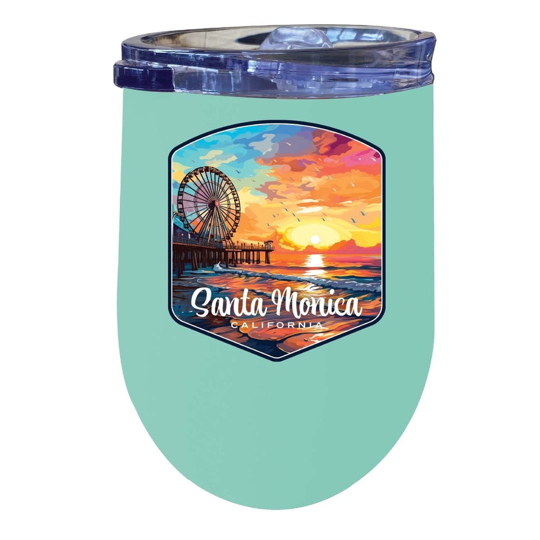 Santa Monica California Design A Souvenir 12 oz Insulated Wine Stainless Steel Tumbler Image 3