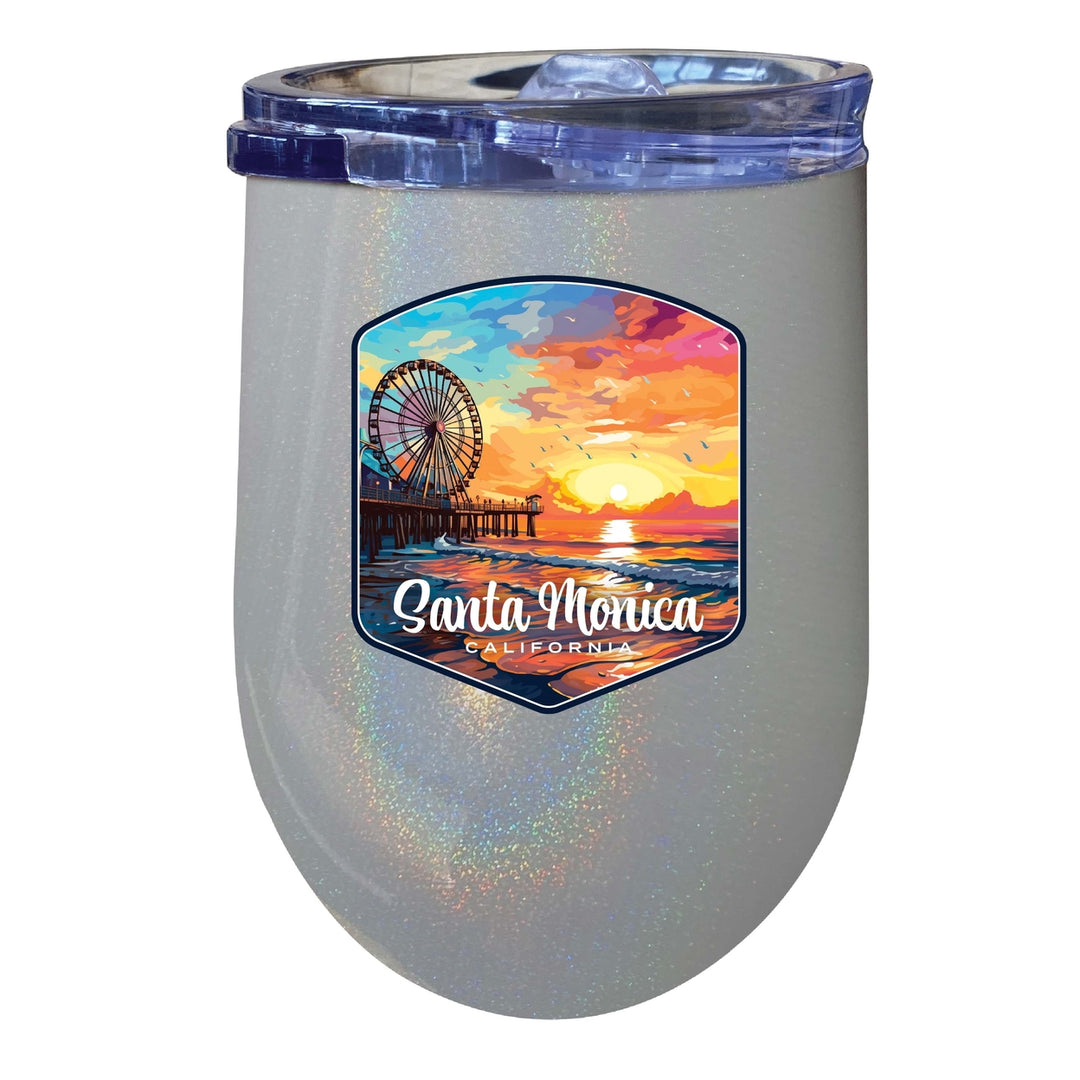 Santa Monica California Design A Souvenir 12 oz Insulated Wine Stainless Steel Tumbler Image 4