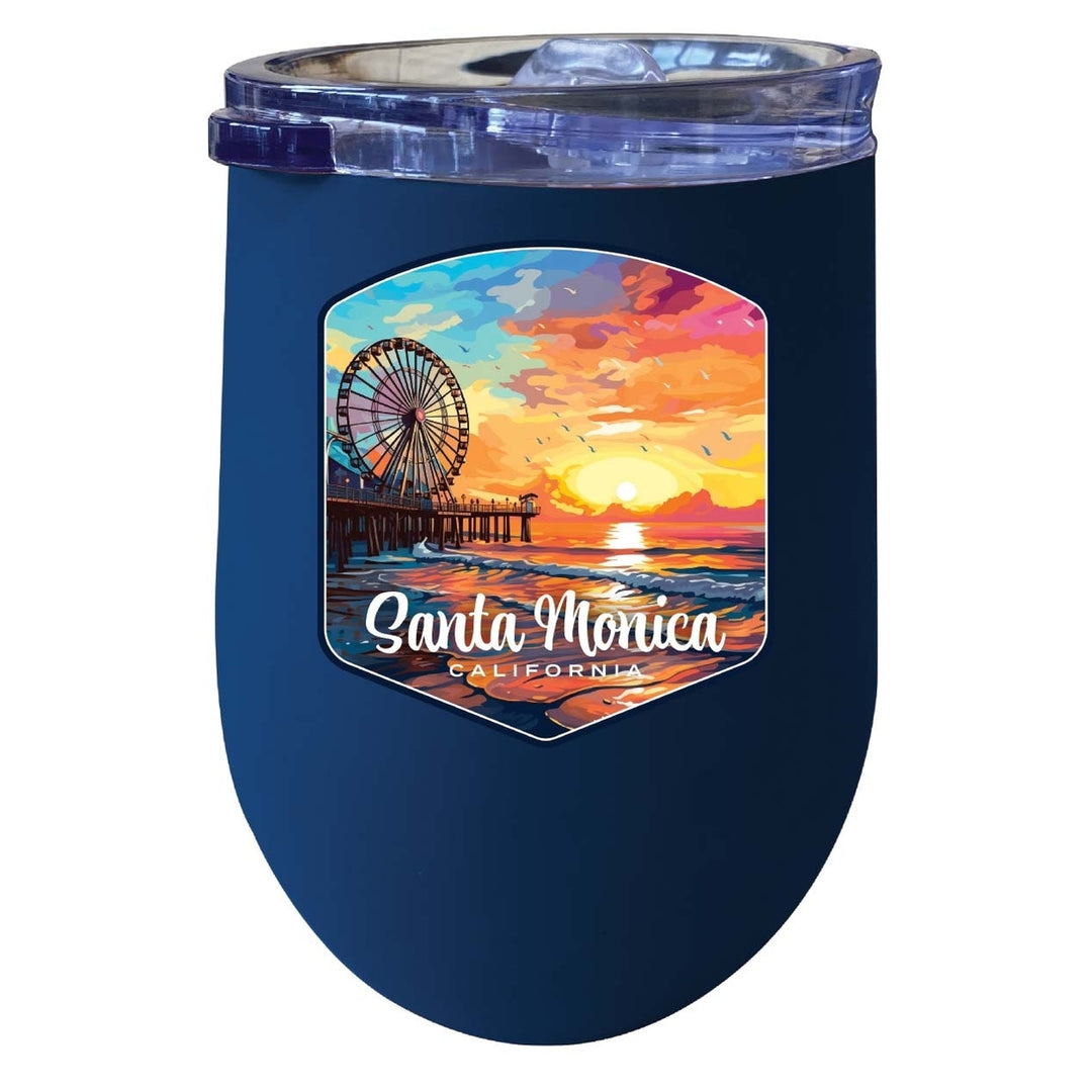 Santa Monica California Design A Souvenir 12 oz Insulated Wine Stainless Steel Tumbler Image 4