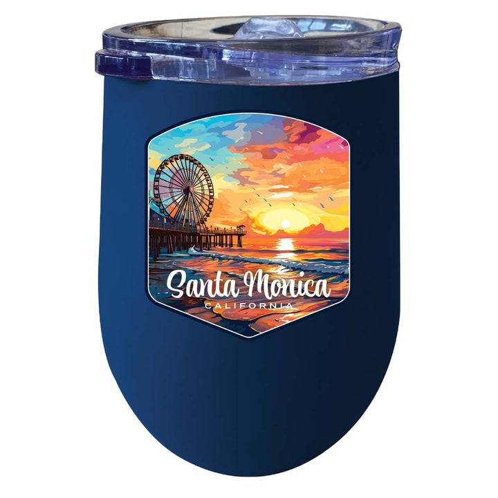 Santa Monica California Design A Souvenir 12 oz Insulated Wine Stainless Steel Tumbler Image 1