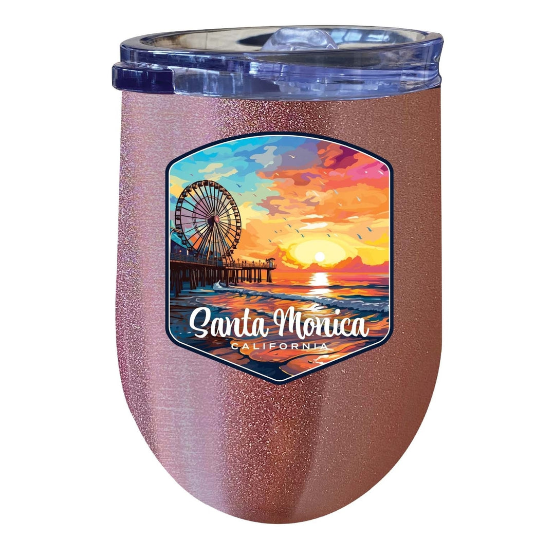 Santa Monica California Design A Souvenir 12 oz Insulated Wine Stainless Steel Tumbler Image 6