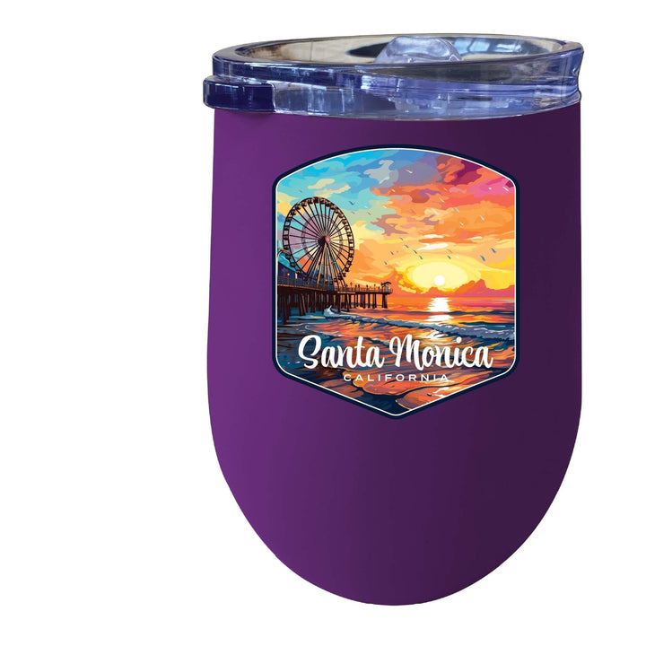 Santa Monica California Design A Souvenir 12 oz Insulated Wine Stainless Steel Tumbler Image 7