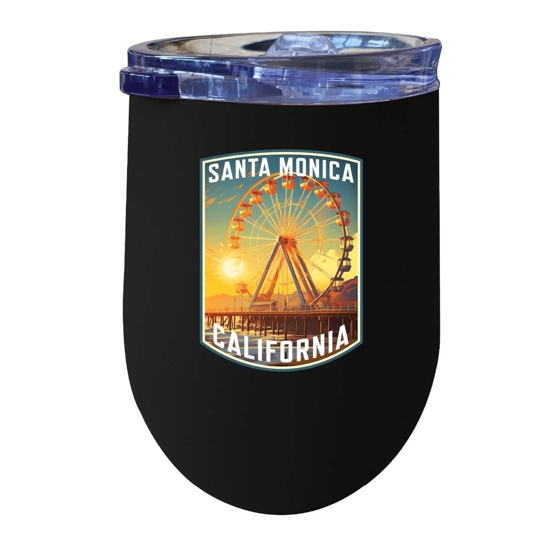 Santa Monica California Design C Souvenir 12 oz Insulated Wine Stainless Steel Tumbler Image 6