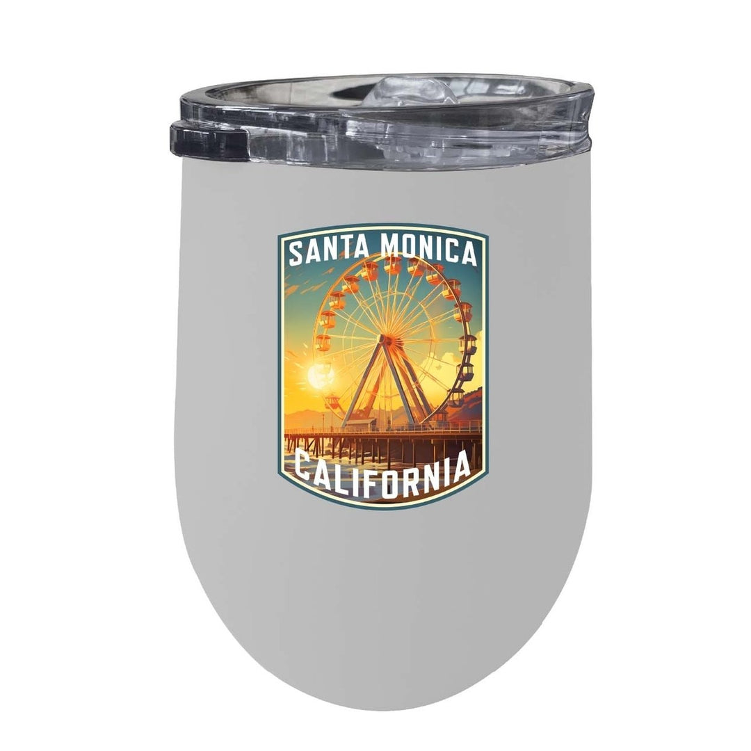 Santa Monica California Design C Souvenir 12 oz Insulated Wine Stainless Steel Tumbler Image 1