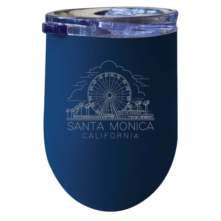 Santa Monica California Souvenir 12 oz Engraved Insulated Wine Stainless Steel Tumbler Image 3