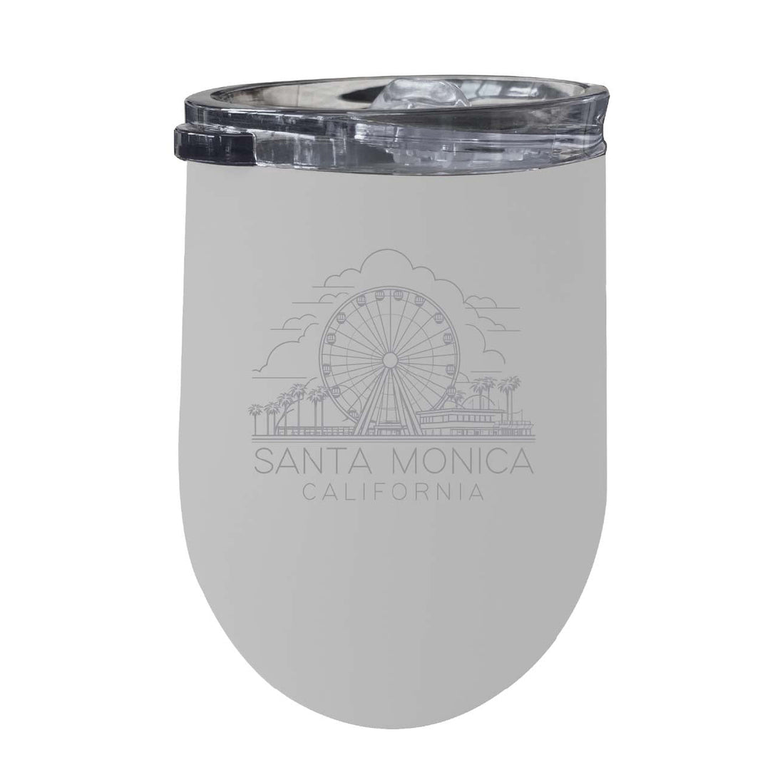 Santa Monica California Souvenir 12 oz Engraved Insulated Wine Stainless Steel Tumbler Image 4