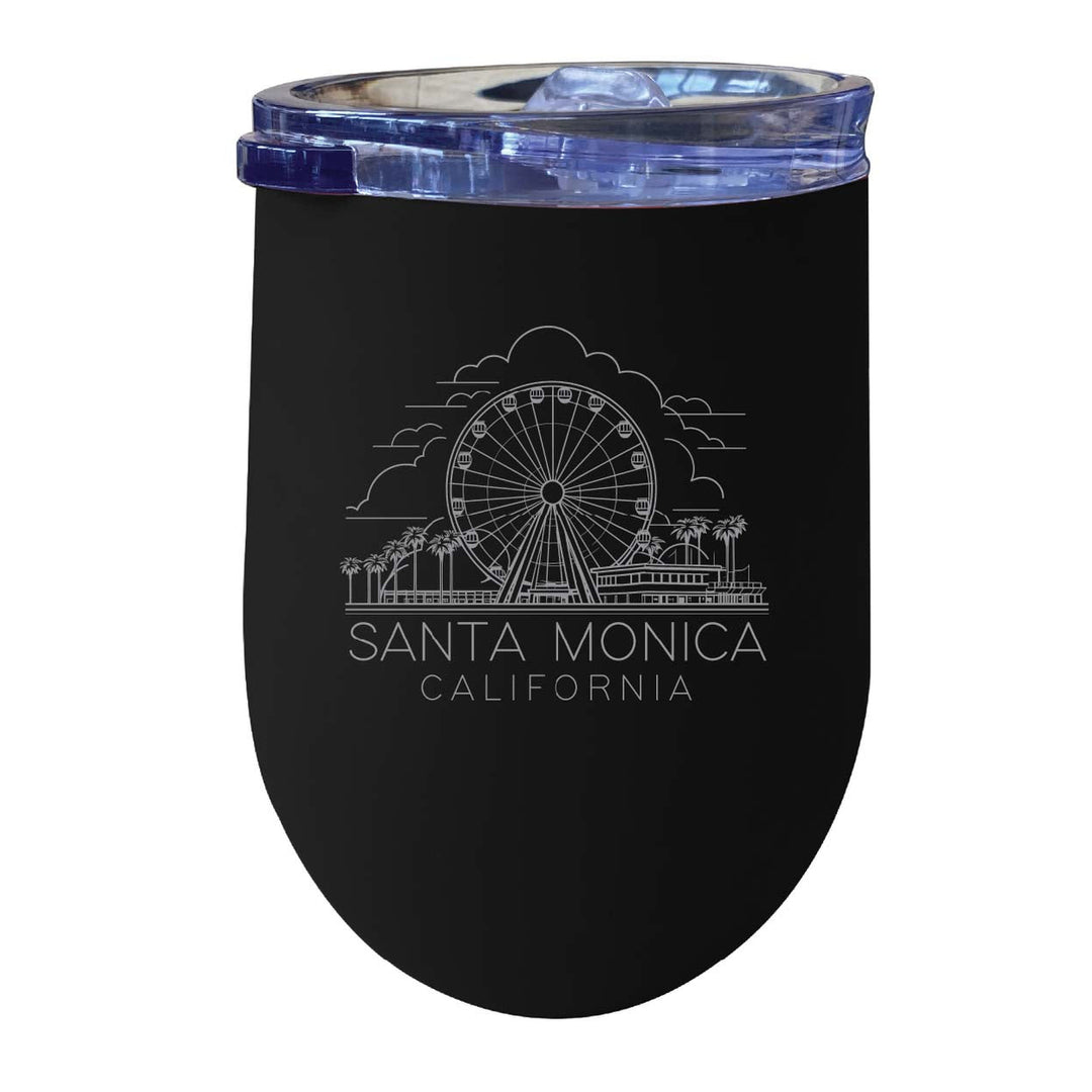 Santa Monica California Souvenir 12 oz Engraved Insulated Wine Stainless Steel Tumbler Image 4