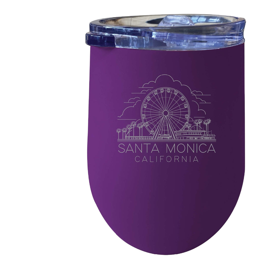 Santa Monica California Souvenir 12 oz Engraved Insulated Wine Stainless Steel Tumbler Image 7