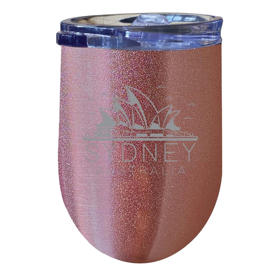 Sydney Australia Souvenir 12 oz Engraved Insulated Wine Stainless Steel Tumbler Rainbow Glitter Gray Image 4