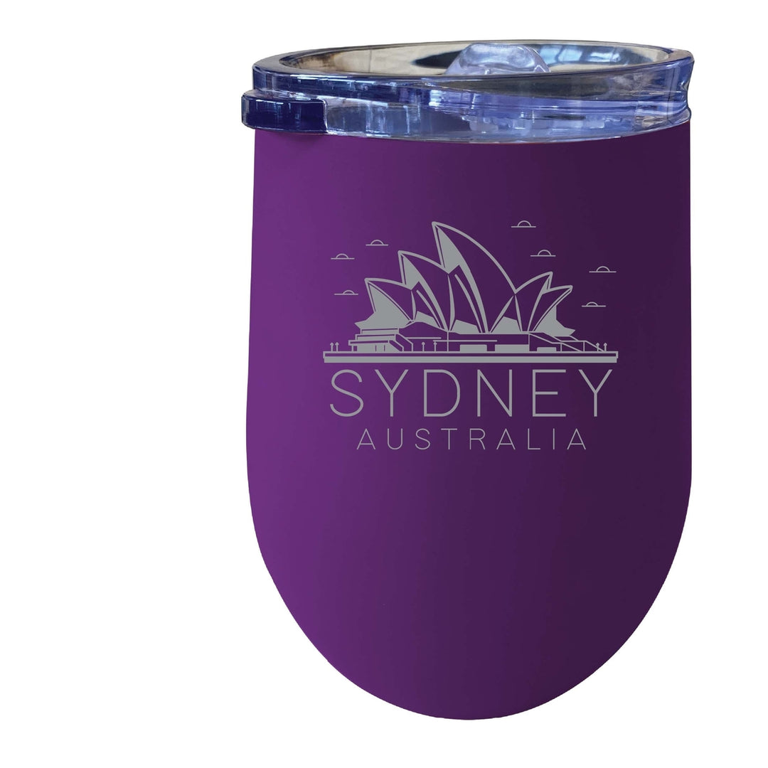 Sydney Australia Souvenir 12 oz Engraved Insulated Wine Stainless Steel Tumbler Rainbow Glitter Gray Image 6