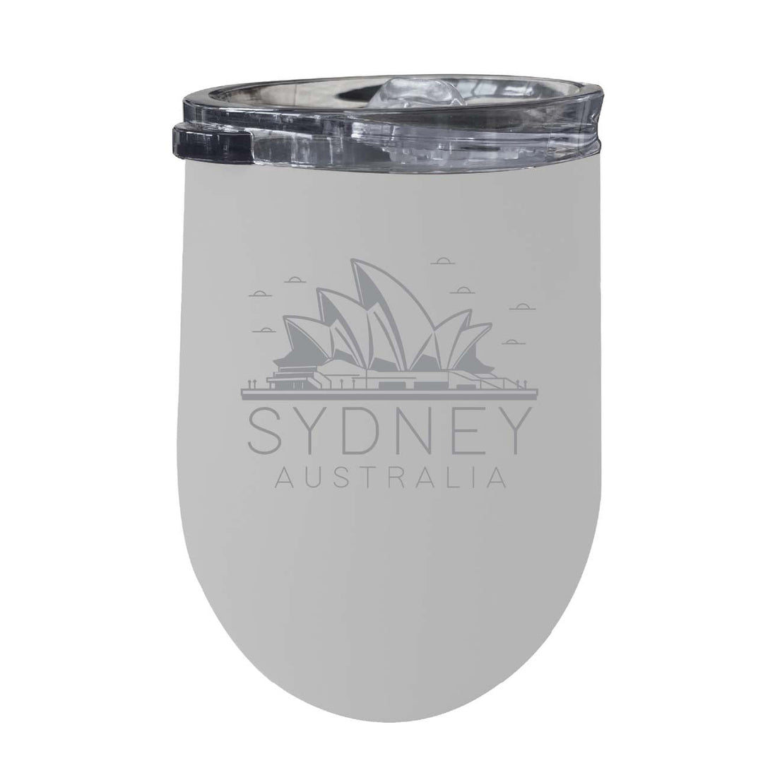 Sydney Australia Souvenir 12 oz Engraved Insulated Wine Stainless Steel Tumbler Rainbow Glitter Gray Image 8