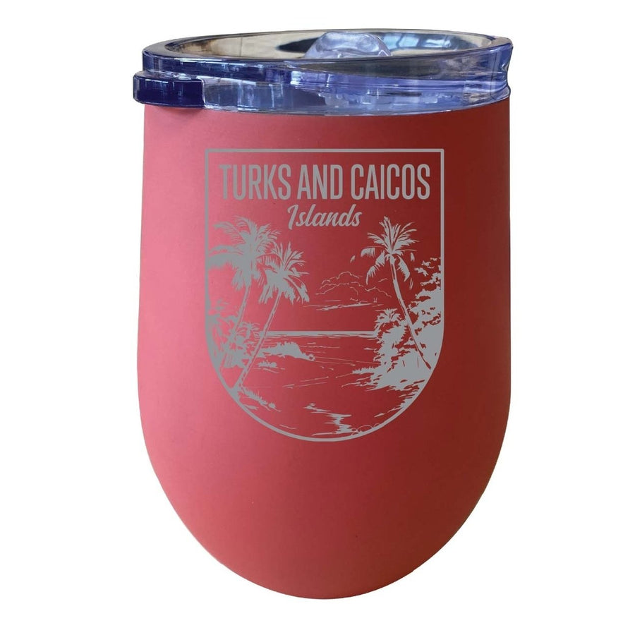 Turks and Caicos Islands Souvenir 12 oz Engraved Insulated Wine Stainless Steel Tumbler Image 1