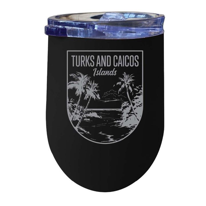 Turks and Caicos Islands Souvenir 12 oz Engraved Insulated Wine Stainless Steel Tumbler Image 2