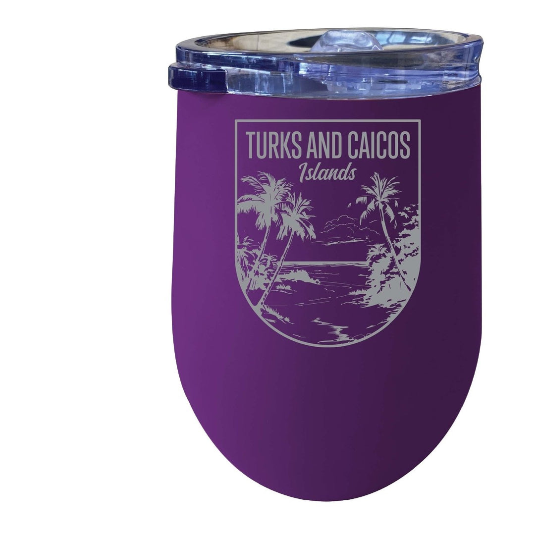 Turks and Caicos Islands Souvenir 12 oz Engraved Insulated Wine Stainless Steel Tumbler Image 3