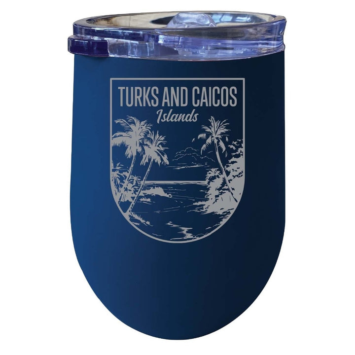 Turks and Caicos Islands Souvenir 12 oz Engraved Insulated Wine Stainless Steel Tumbler Image 1