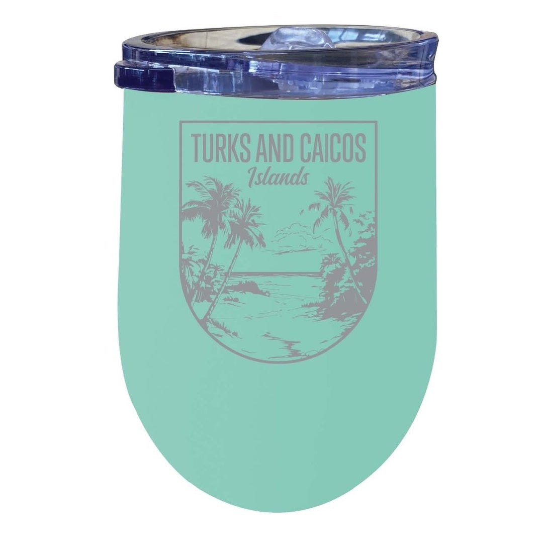 Turks and Caicos Islands Souvenir 12 oz Engraved Insulated Wine Stainless Steel Tumbler Image 7