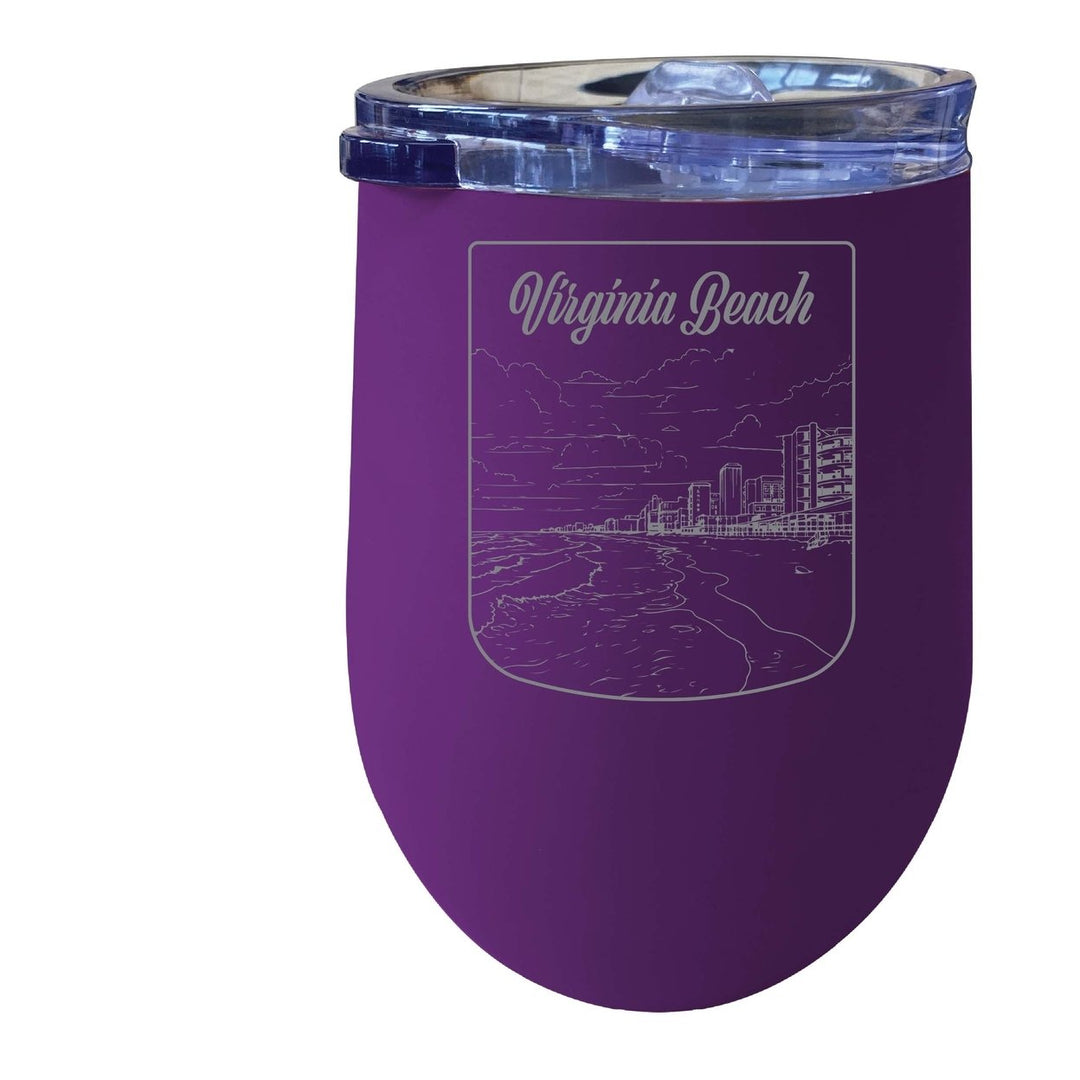 Virginia Beach Virginia Souvenir 12 oz Engraved Insulated Wine Stainless Steel Tumbler Image 1