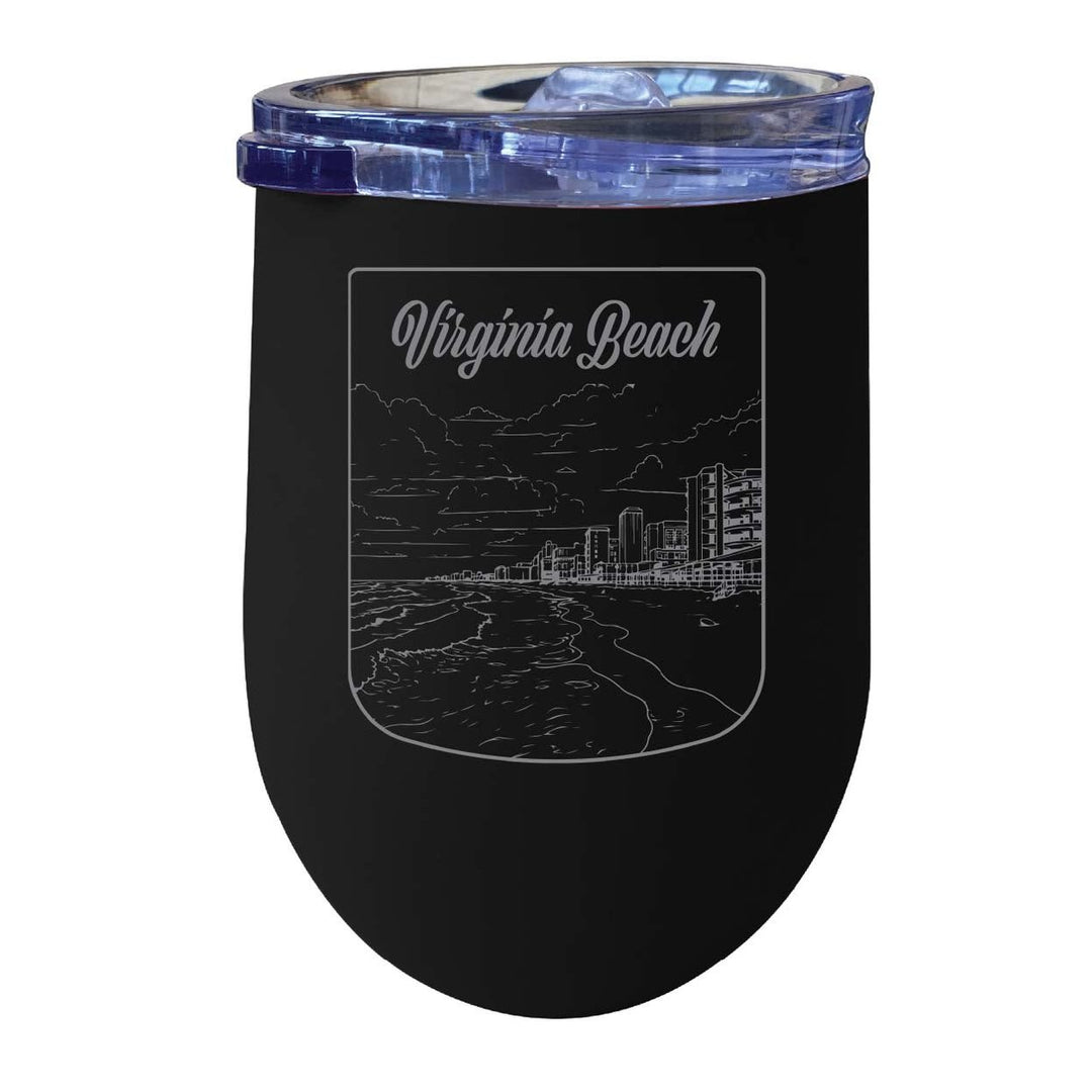 Virginia Beach Virginia Souvenir 12 oz Engraved Insulated Wine Stainless Steel Tumbler Image 4