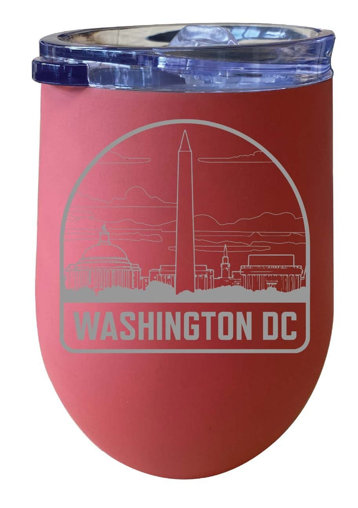 Washington DC Souvenir 12 oz Engraved Insulated Wine Stainless Steel Tumbler Image 1