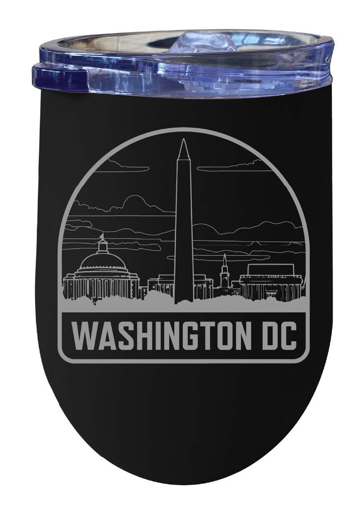 Washington DC Souvenir 12 oz Engraved Insulated Wine Stainless Steel Tumbler Image 2