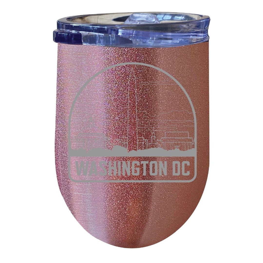 Washington DC Souvenir 12 oz Engraved Insulated Wine Stainless Steel Tumbler Image 4