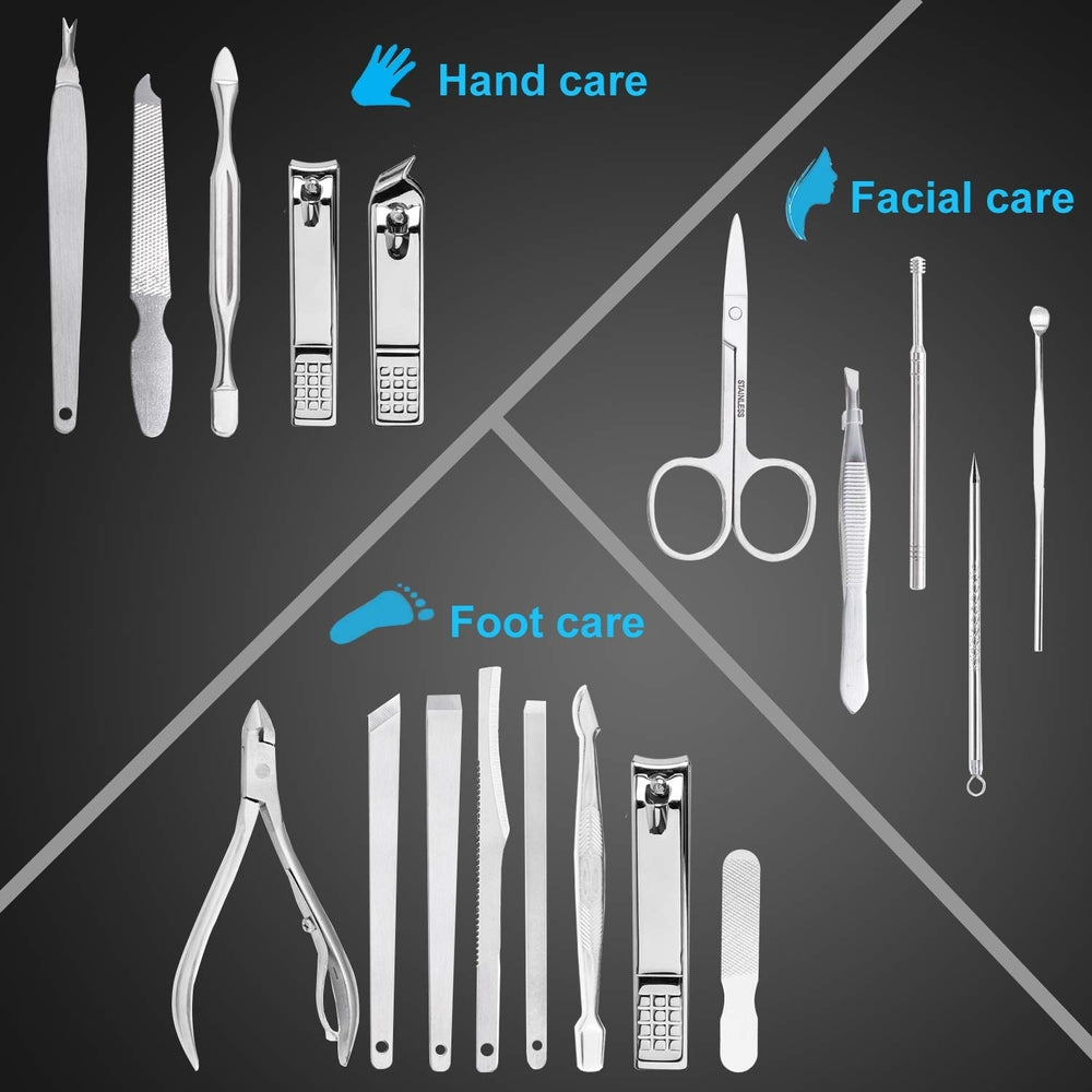 18 Pieces Stainless Steel Manicure KitProfessional Grooming Kit Image 2