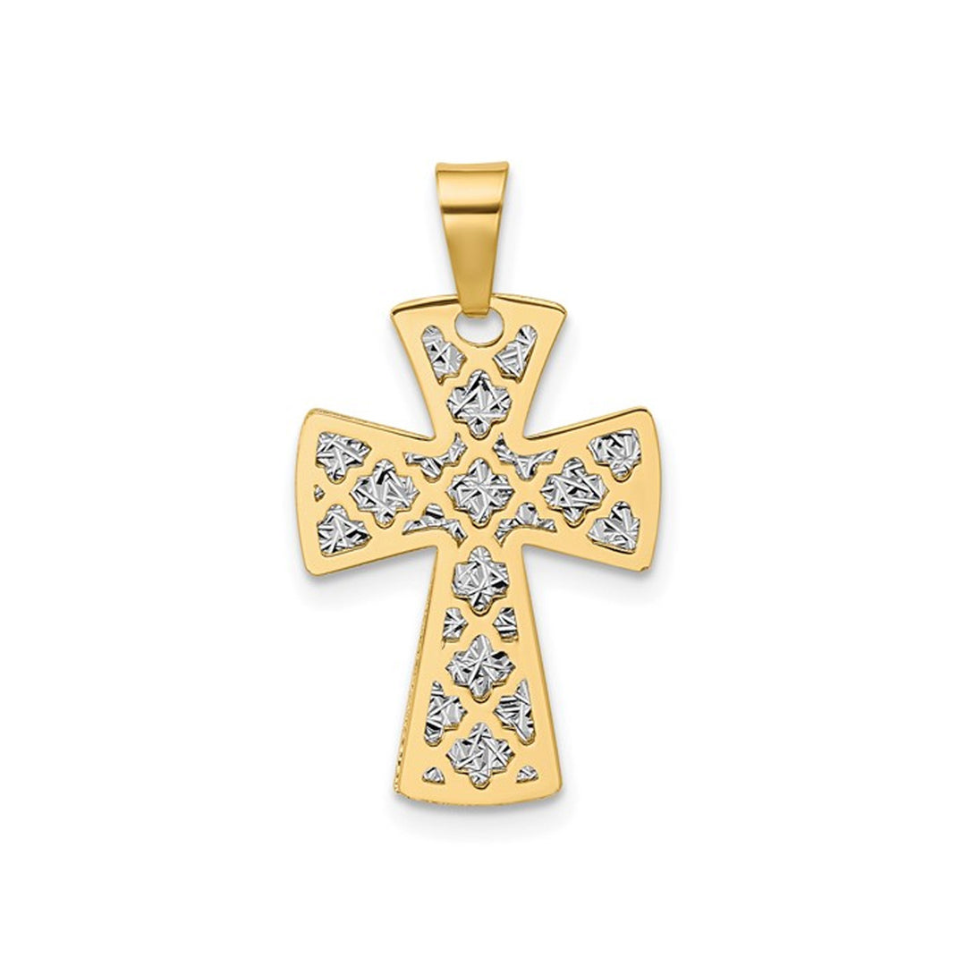 14K Yellow Gold Diamond-Cut Cross Pendant (NO CHAIN) Image 1