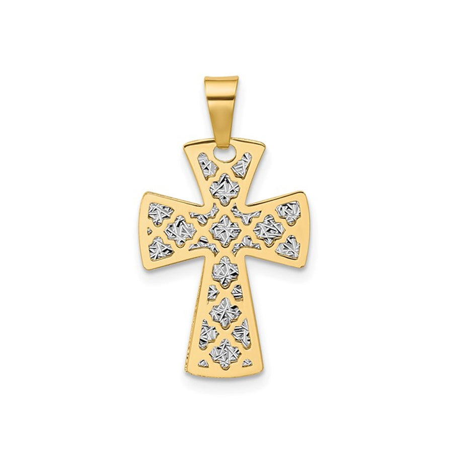 14K Yellow Gold Diamond-Cut Cross Pendant (NO CHAIN) Image 1