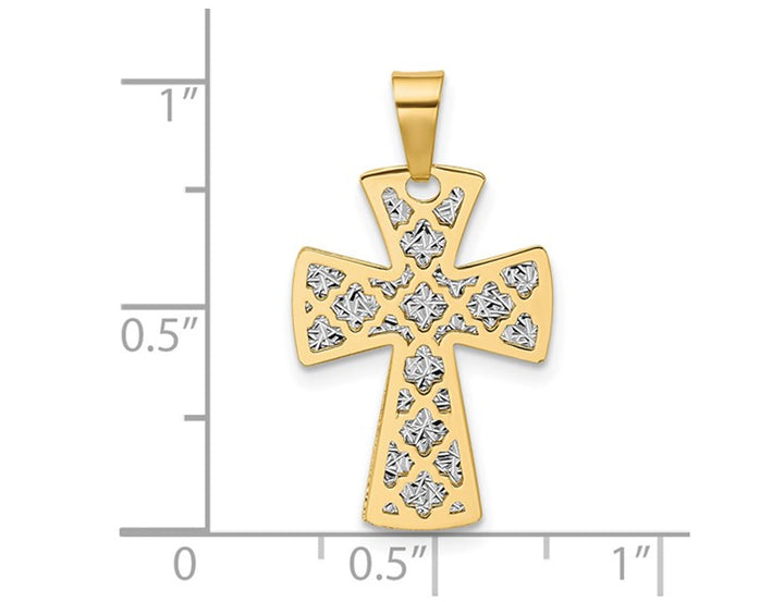 14K Yellow Gold Diamond-Cut Cross Pendant (NO CHAIN) Image 3