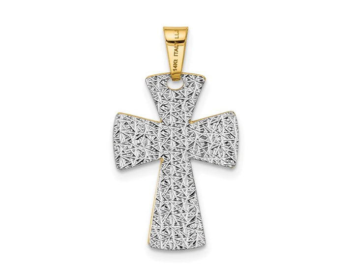 14K Yellow Gold Diamond-Cut Cross Pendant (NO CHAIN) Image 4