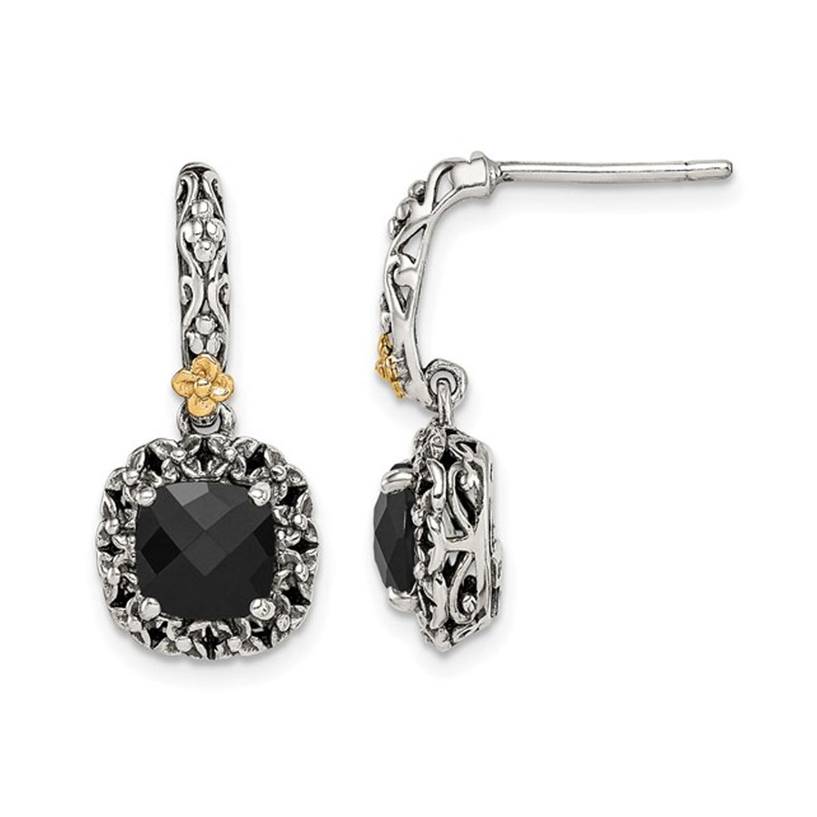 2.40 Carat (ctw) Black Onyx Dangle Earrings in Sterling Silver Image 1