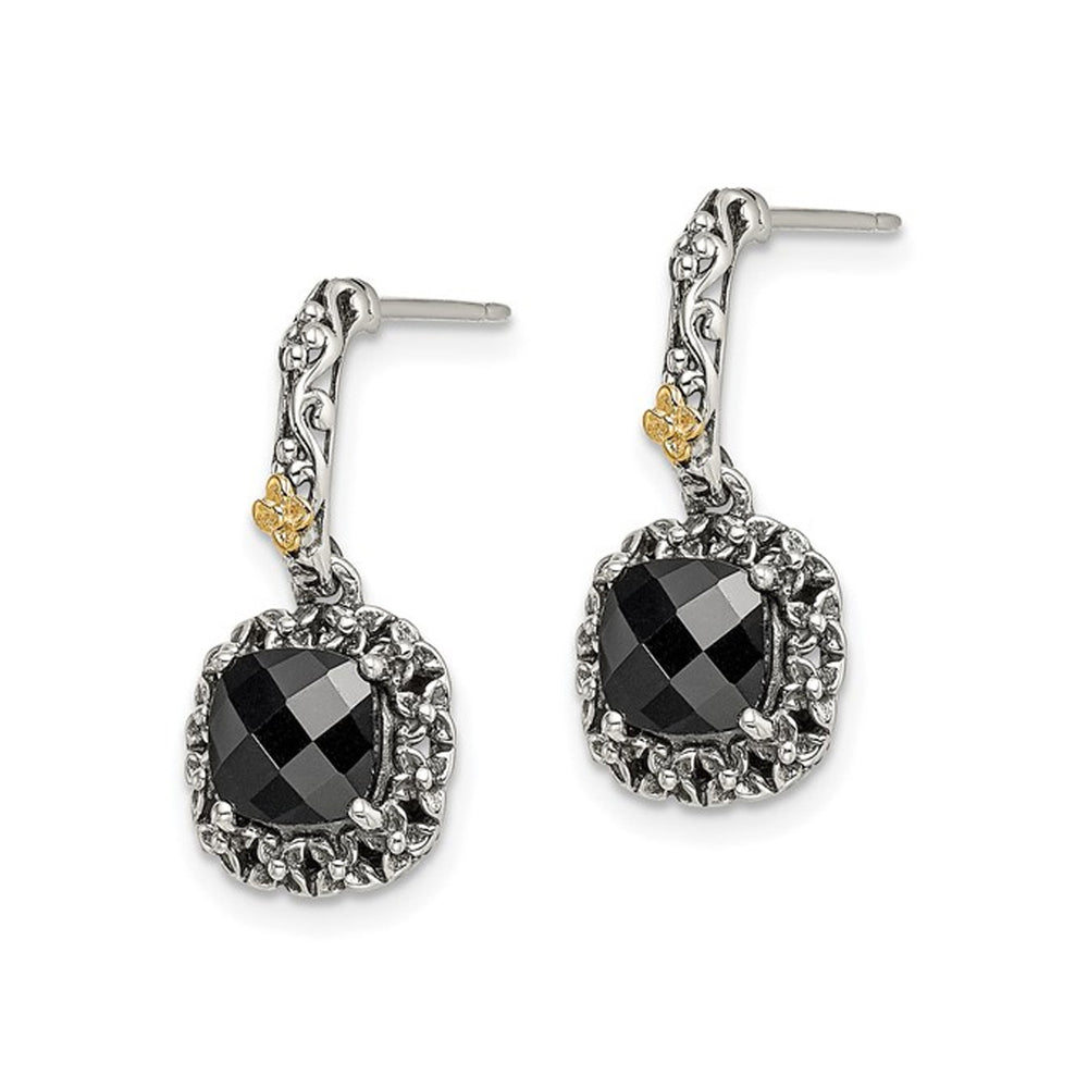 2.40 Carat (ctw) Black Onyx Dangle Earrings in Sterling Silver Image 2