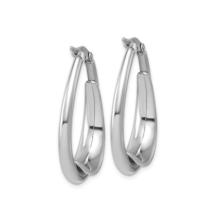 Sterling Silver Polished Fancy Oval Hoop Earrings Image 4